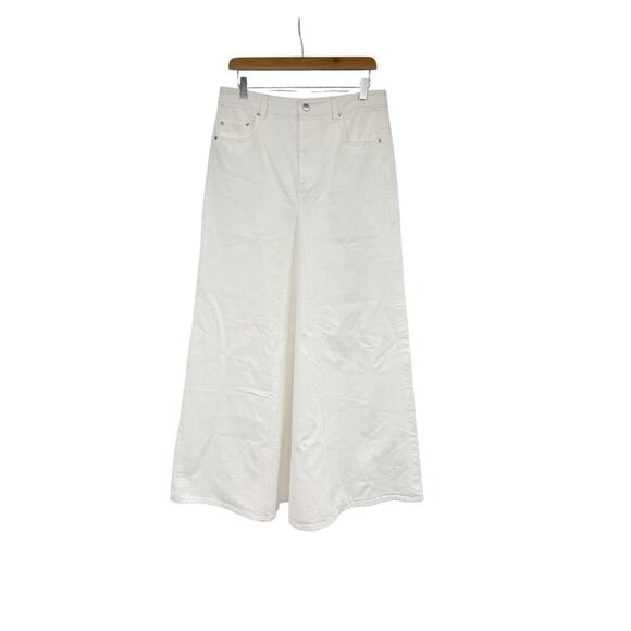 Tibi White Japanese Denim Godet Maxi Skirt Womens Size 28 NWOT - Picture 1 of 13